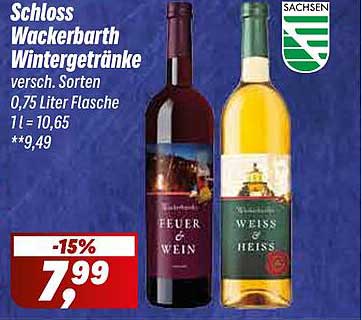 Schloss Wackerbarth Wintergetränke - verschiedene Sorten, 0,75 Liter Flasche