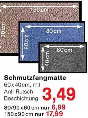 Schmutzfangmatte 60 x 40 cm, mit Anti-Rutsch-Beschichtung