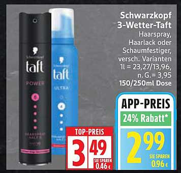 Schwarzkopf 3-Wetter-Taft Haarspray, Haarlack oder Schaumfestiger
