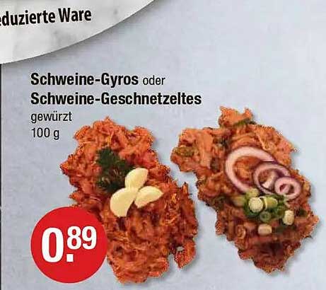 Schweine-Gyros oder Schweine-Geschnetzeltes gewürzt 100 g