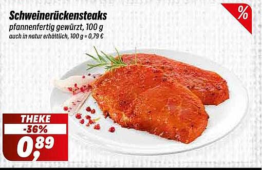 Schweinerückensteaks pannenfertig gewürzt, 100 g