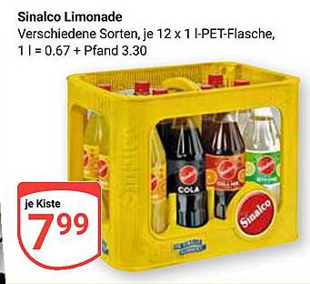 Sinalco Limonade - Verschiedene Sorten, je 12 x 1 l-PET-Flasche