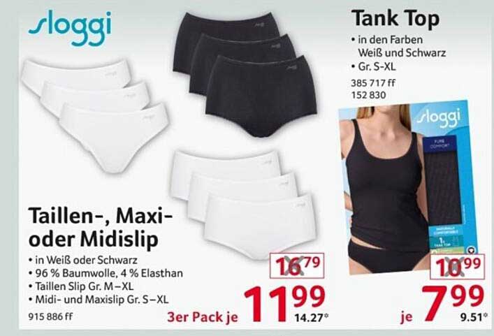 Sloggi Taillen-, Maxi- oder Midislips im 3er Pack