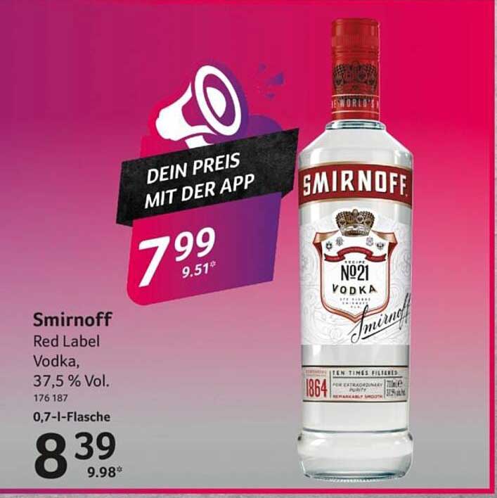 Smirnoff Red Label Vodka, 0,7-Liter-Flasche