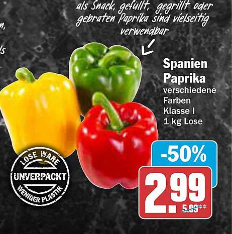 Spanien Paprika verschiedene Farben Klasse I 1 kg Lose