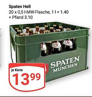 Spaten Hell – 20 x 0,5 l Kiste