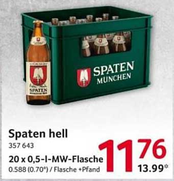 Spaten hell 20 x 0,5-l-MW-Flasche