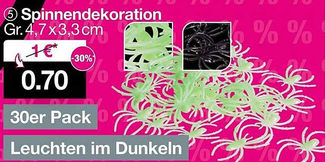 Spinnen Dekoration 30er Pack - Leuchten im Dunkeln