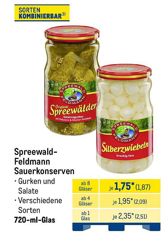 Spreewald-Feldmann Sauerkonserven - Gurken und Salate in verschiedenen Sorten