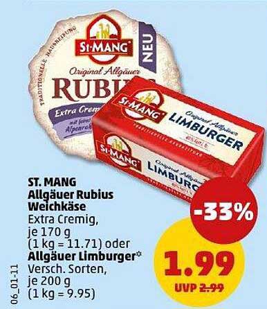 ST. MANG Allgäuer Rubius Weichkäse Extra Cremig, je 170 g