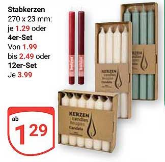 Stabkerzen 270 x 23 mm - ab 1,29 €
