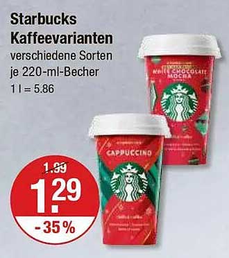 Starbucks Kaffeevarianten verschiedene Sorten je 220-ml-Becher - 35 % Rabatt