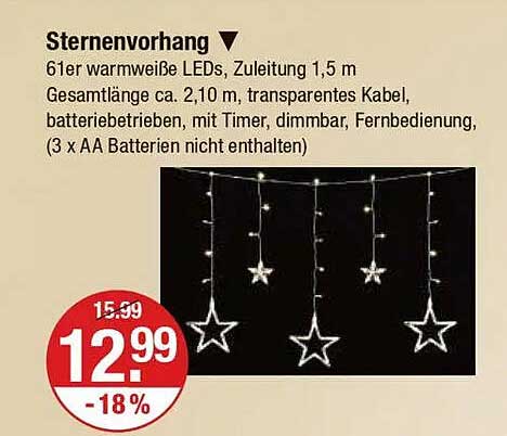 Sternenvorhang mit 61 warmweißen LEDs - Jetzt zum Vorteilspreis!