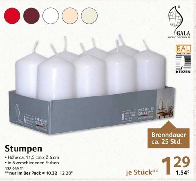 Stumpenkerzen in Premiumqualität – 8er Pack