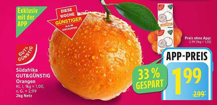 Südafrika GUT&GENÜSIG Orangen 2kg Netz
