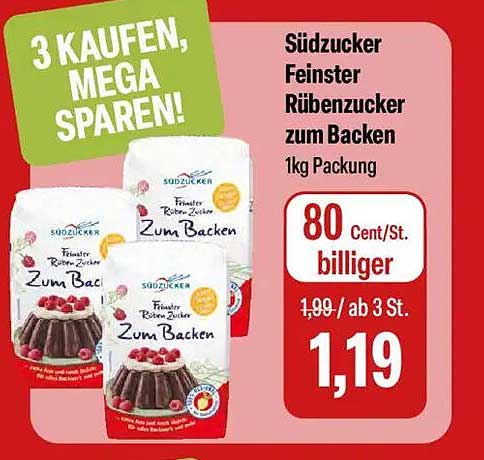 Südzucker Feiner Rübenzucker zum Backen 1kg Packung