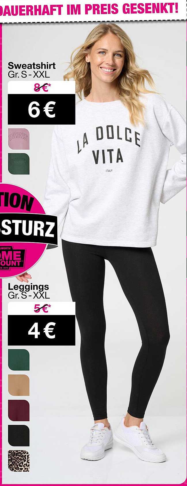 Sweatshirt Gr. S - XXL für nur 6€ (statt 8€) und Leggings Gr. S - XXL für nur 4€ (statt 5€)