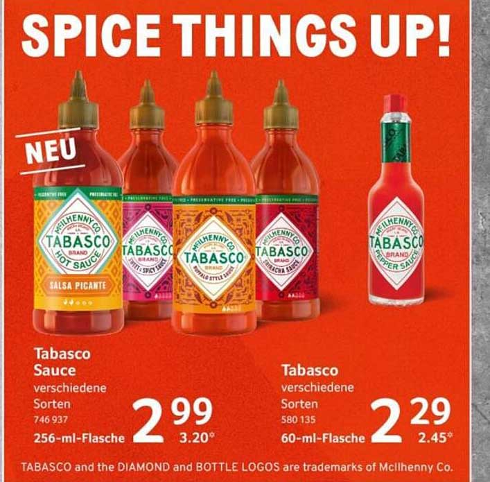 Tabasco Sauce verschiedene Sorten