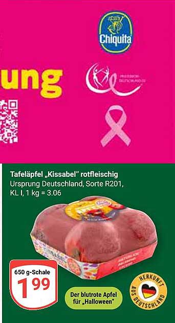 Tafeläpfel "Kissabel" rotfleischig - 650 g Schale