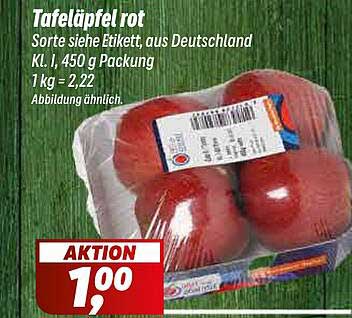 Tafeläpfel rot - 450 g Packung für nur 1,00 €