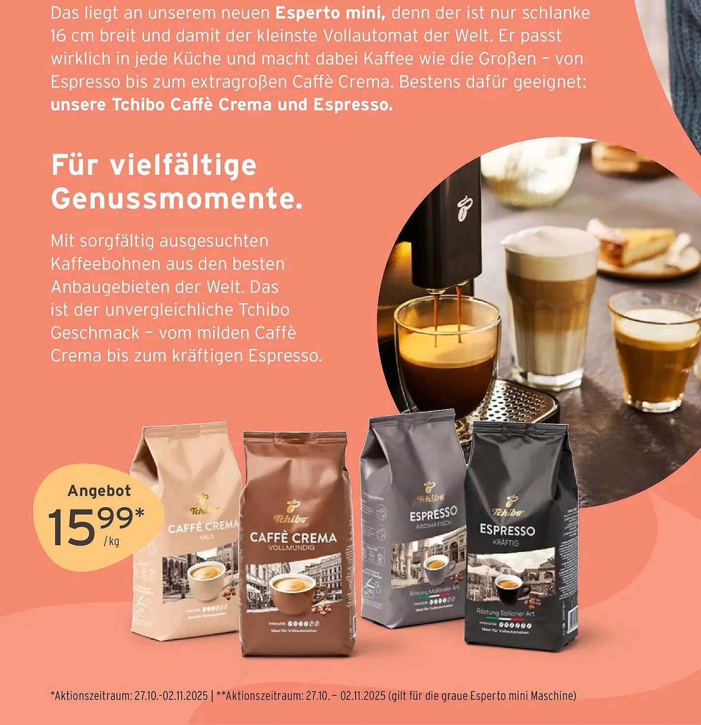 Tchibo Caffè Crema und Espresso – Vielfalt für Kaffeeliebhaber