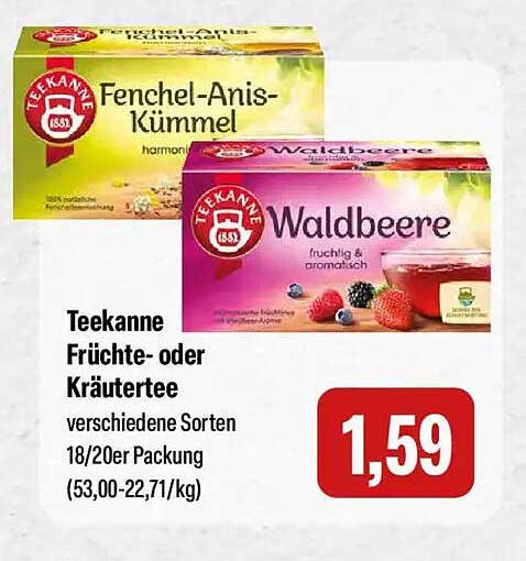 Teekanne Früchte- oder Kräutertee verschiedene Sorten 18/20er Packung