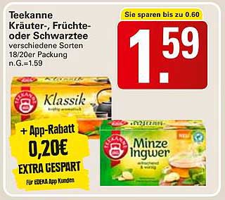 Teekanne Kräuter-, Früchte- oder Schwarztee 18/20er Packung