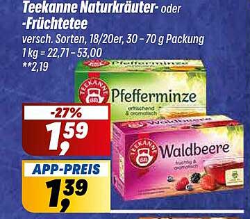 Teekanne Naturkräuter- oder Früchtetee