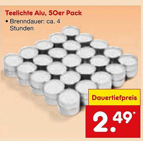 Teelichte Alu, 50er Pack
