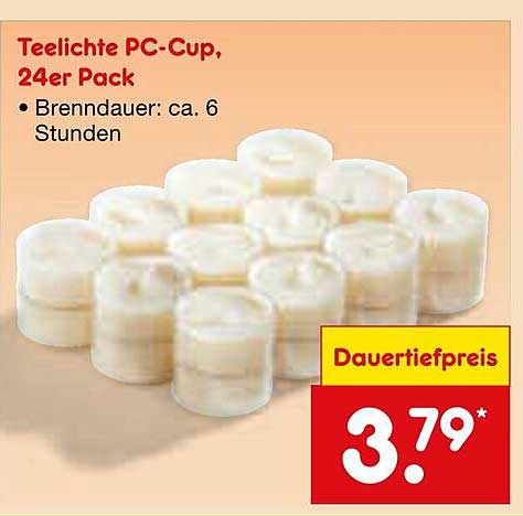 Teelichte PC-Cup, 24er Pack