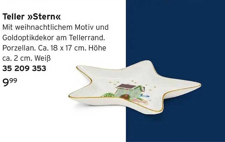Teller »Stern« mit weihnachtlichem Motiv und Goldoptik