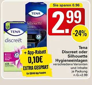Tena Discreet oder Silhouette Hygieneeinlagen - versch. Varianten