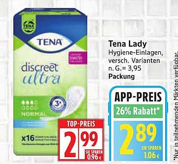 Tena Lady Hygiene-Einlagen, 16 Stück Packung