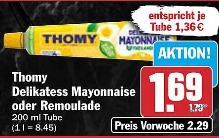 Thomy Delikatess Mayonnaise oder Remoulade 200 ml Tube