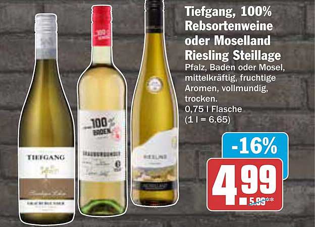 Tiefgang, 100% Rebsortenweine oder Moselland Riesling Steillage