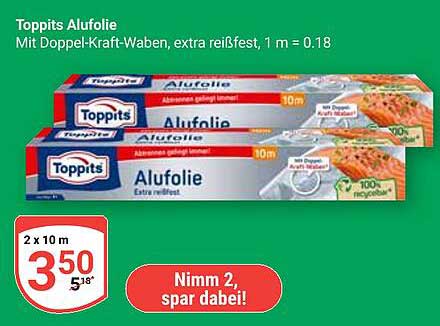 Toppits Alufolie – 2 x 10 m für nur 3,50 €