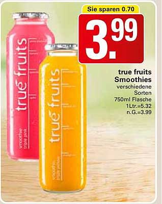 true fruits Smoothies - verschiedene Sorten, 750ml Flasche