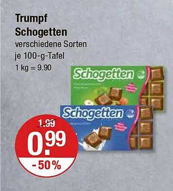 Trumpf Schogetten verschiedene Sorten je 100-g-Tafel