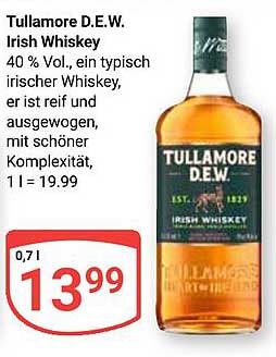 Tullamore D.E.W. Irish Whiskey 0,7 l für nur 13,99 €