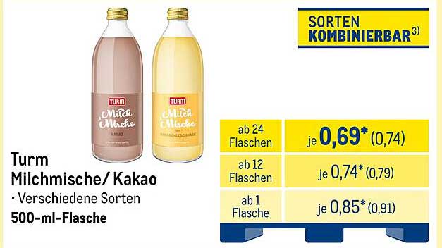 Turm Milchmischung/Kakao – 500-ml-Flasche