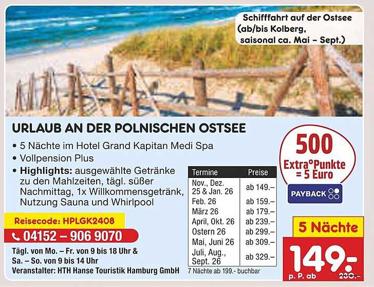 URBAUL AN DER POLNISCHEN OSTSEE - 5 Nächte im Hotel Grand Kapitan Medi Spa