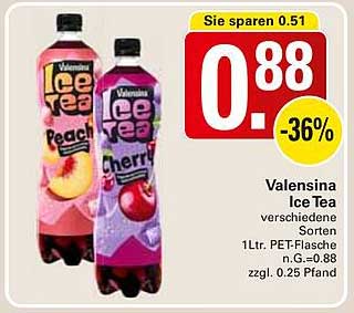 Valensina Ice Tea verschiedene Sorten 1Ltr. PET-Flasche