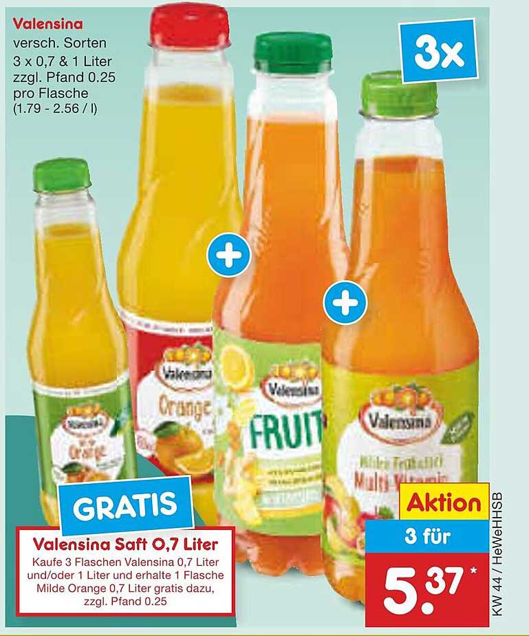 Valensina Saft 0,7 Liter – Aktion: 3 für 5,37*