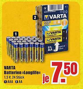 VARTA Batterien »Longlife« 1,5 V, 24 Stück