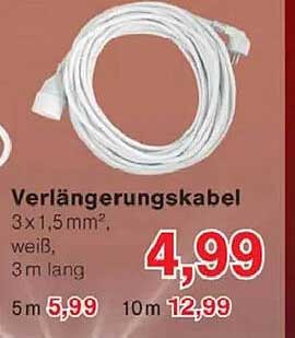 Verlängerungskabel 3x1,5mm², 3 m lange