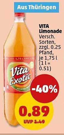 VITA Limonade, verschiedene Sorten, 1,75 L