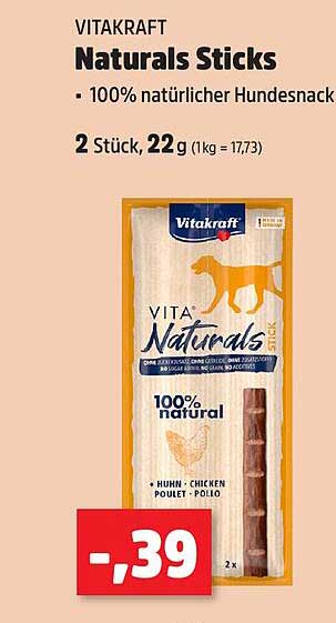 Vitakraft Naturals Sticks - 100% natürlicher Hundesnack