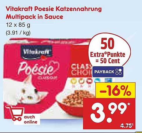 Vitakraft Poesie Katzennahrung Multipack in Sauce 12 x 85 g