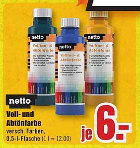 Voll- und Abtönfarbe versch. Farben, 0,5-l-Flasche