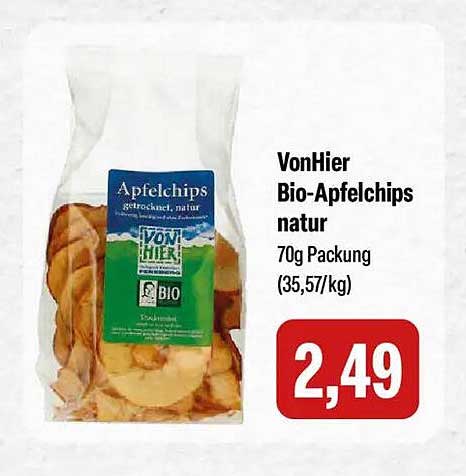 VonHier Bio-Apfelchips natur 70g Packung